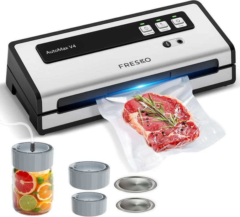 Fresko Vacuum Sealer Machine with Automatic Bag Detection, Mason Jar Vacuum Accessory Set, Double Heat Seal, Easy to Use, Starter Kits - Image 1